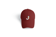Load image into Gallery viewer, J Feather Dad Hat Maroon
